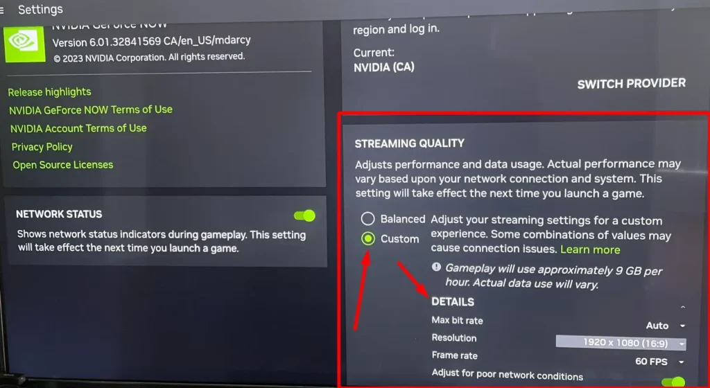 NVIDIA Display settings