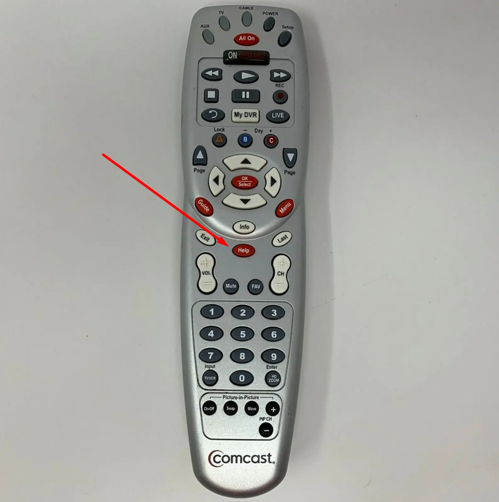 Comcast remote help button