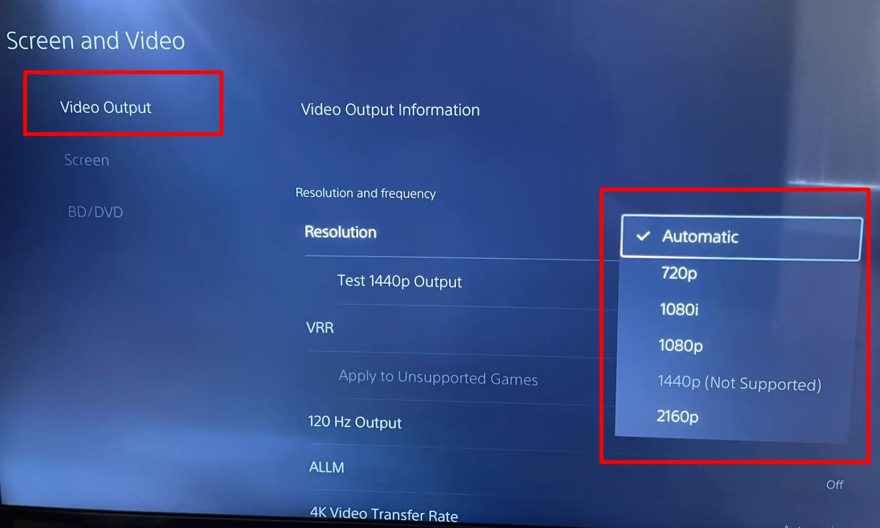 PS5 video resolution 