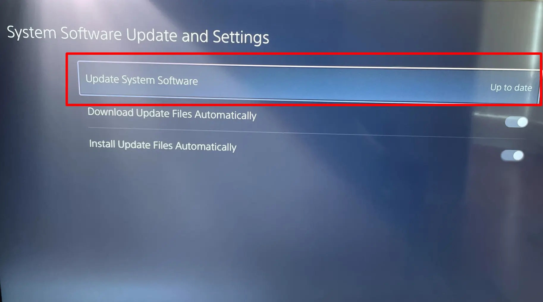 System Software Update and Settings PS5