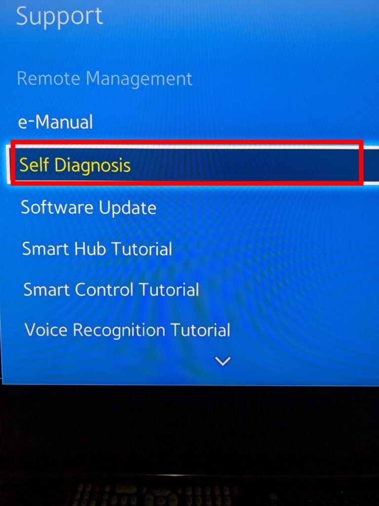 Self Diagnosis on Samsung smart TV 