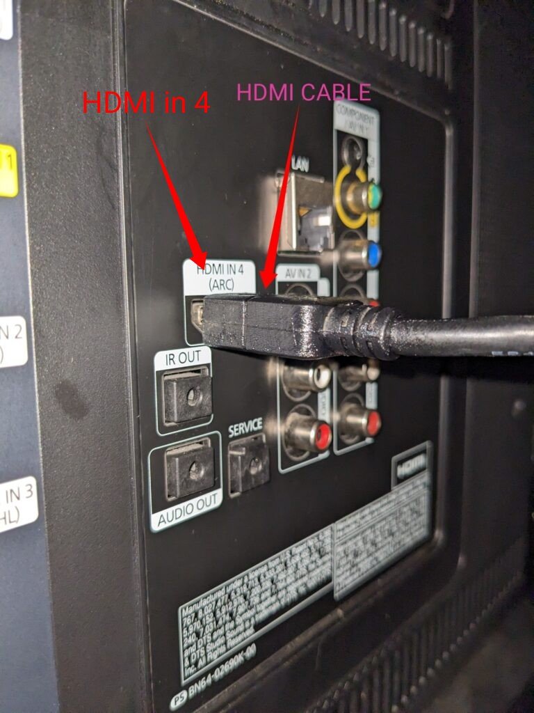 HDMI Cable in Samsung smart TV HDMI port 