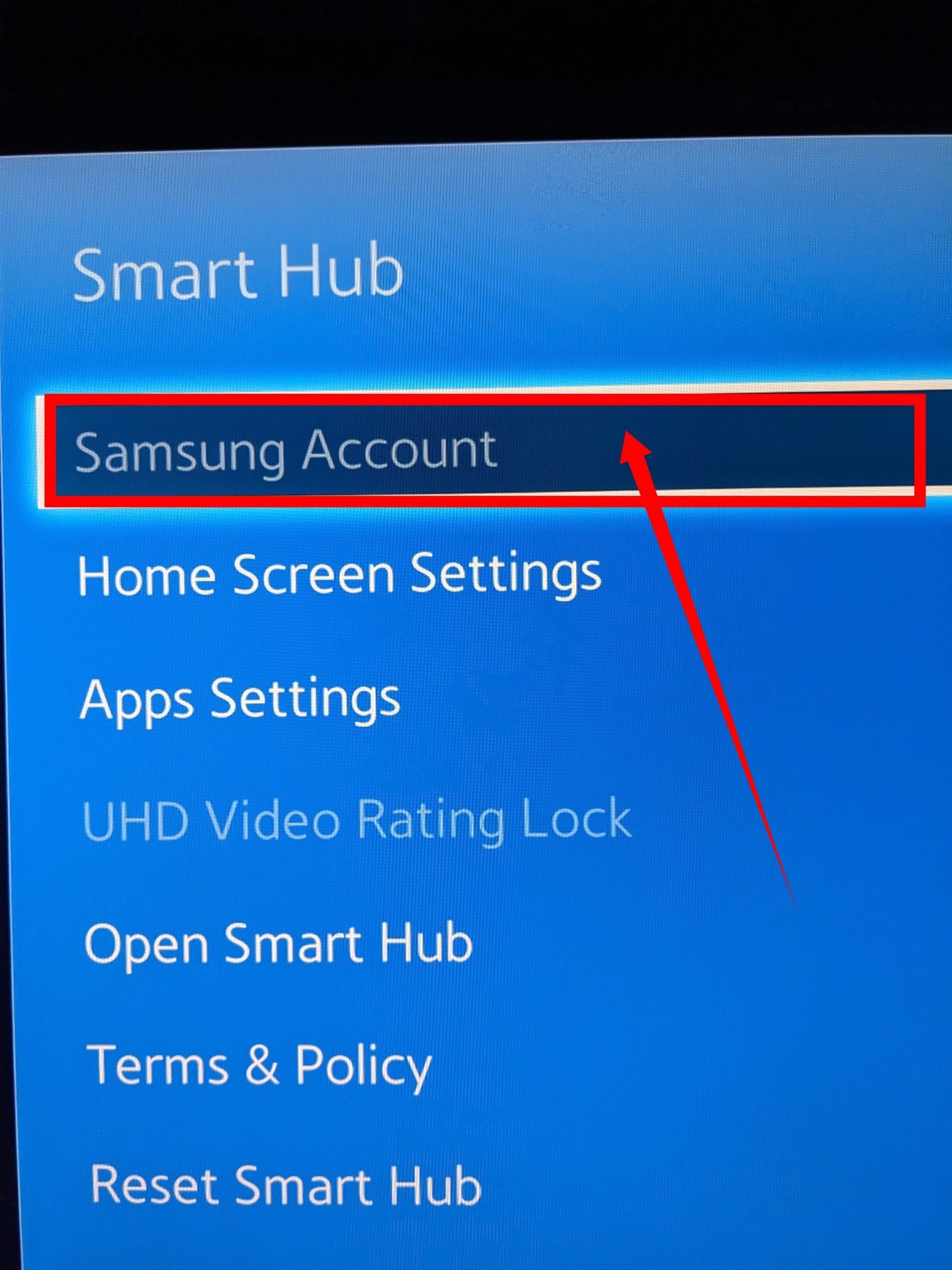 Samsung account on Samsung smart TV 