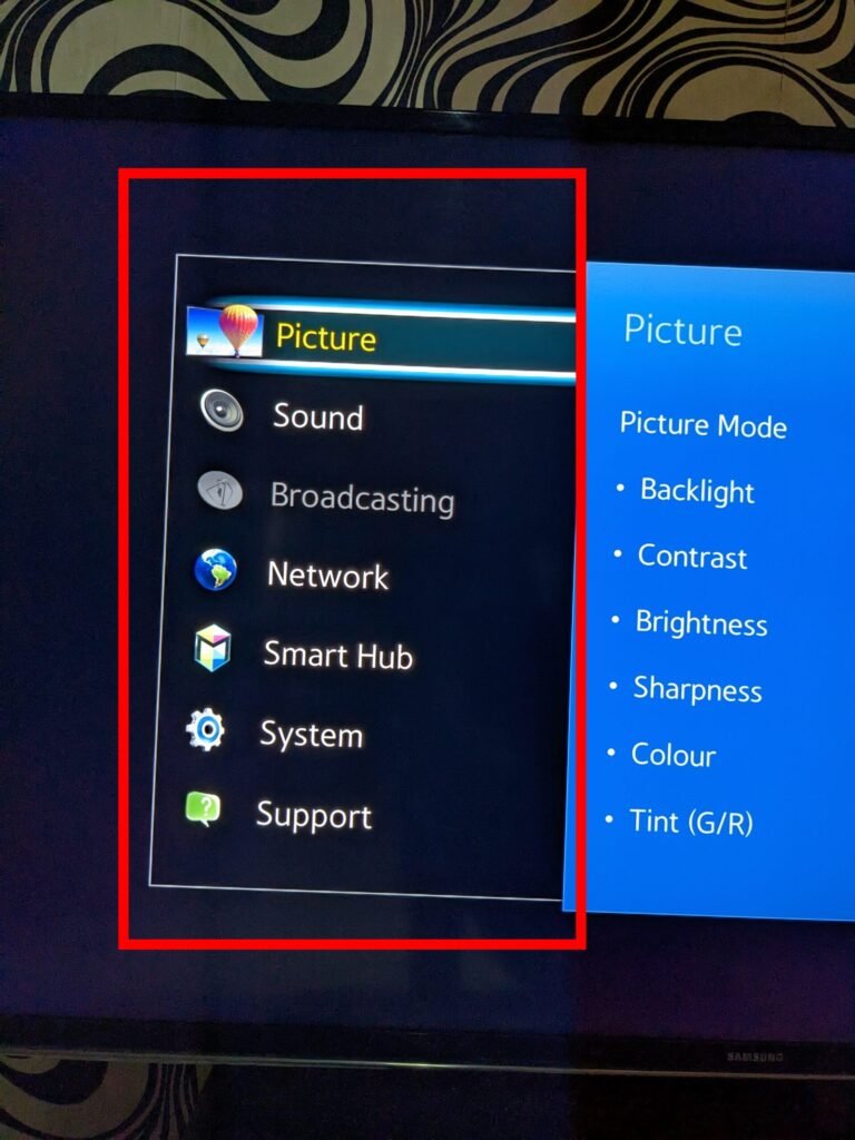 Setting on Samsung smart TV 