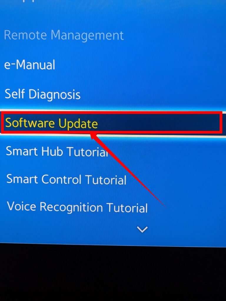 Software Update on Samsung smart TV 