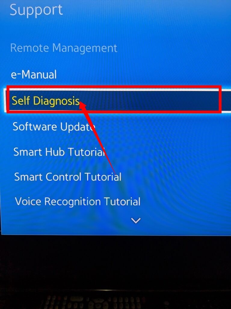 Self Diagnosis on Samsung smart TV 