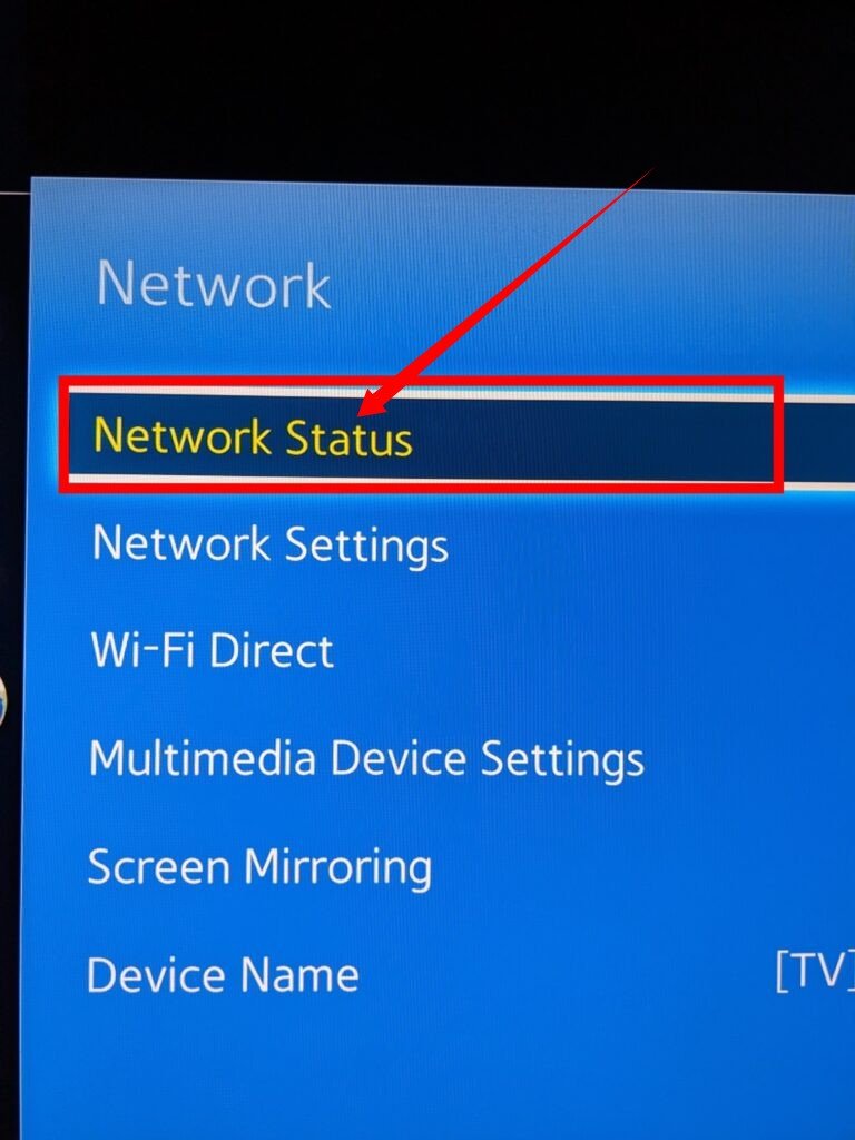 Network Status on Samsung smart TV 