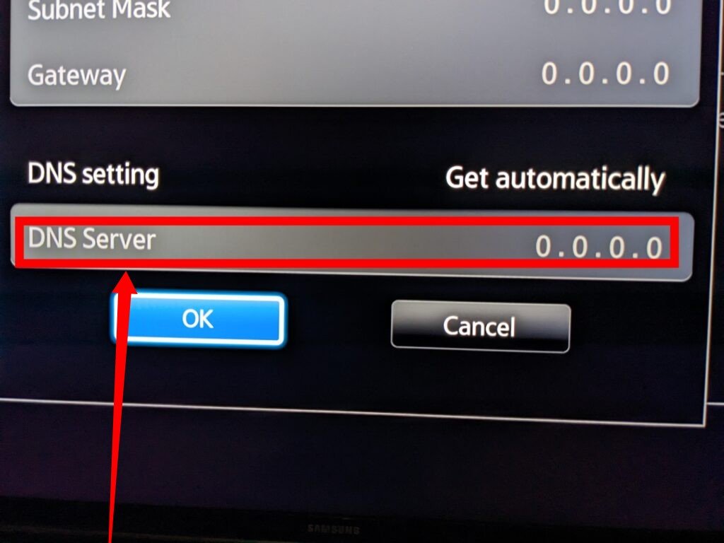 DNS server on Samsung smart TV 