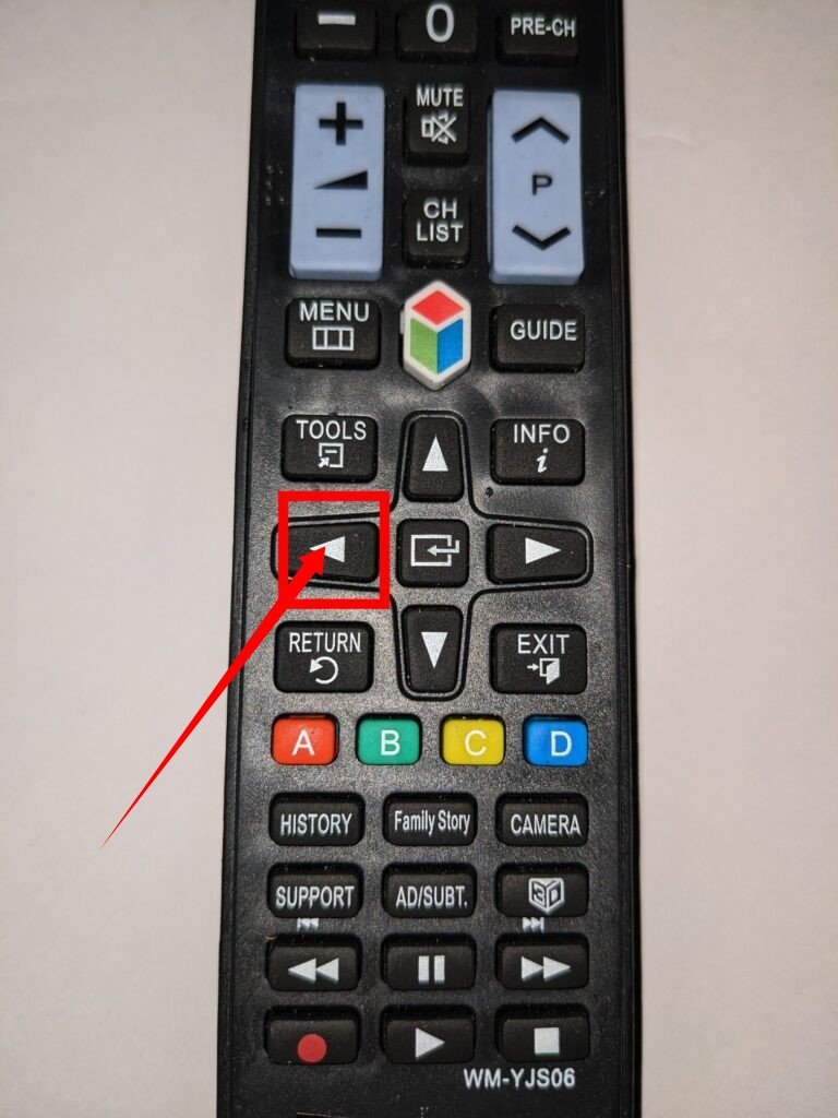 Navigate button on Samsung smart TV 