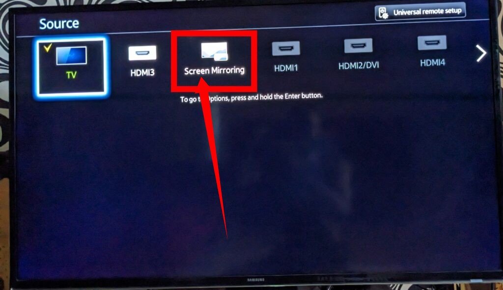 Screen mirroring on Samsung smart TV 