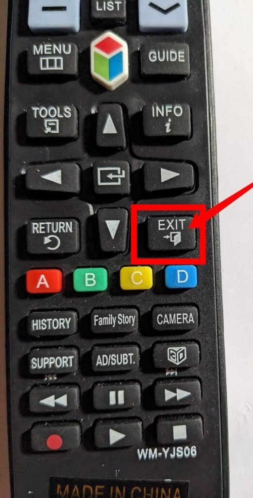 Exit button on Samsung smart TV 