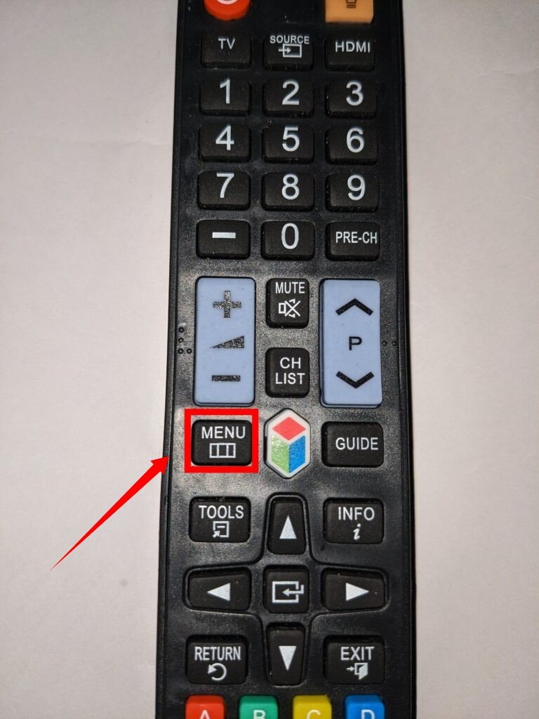 Menu button on Samsung smart TV remote 