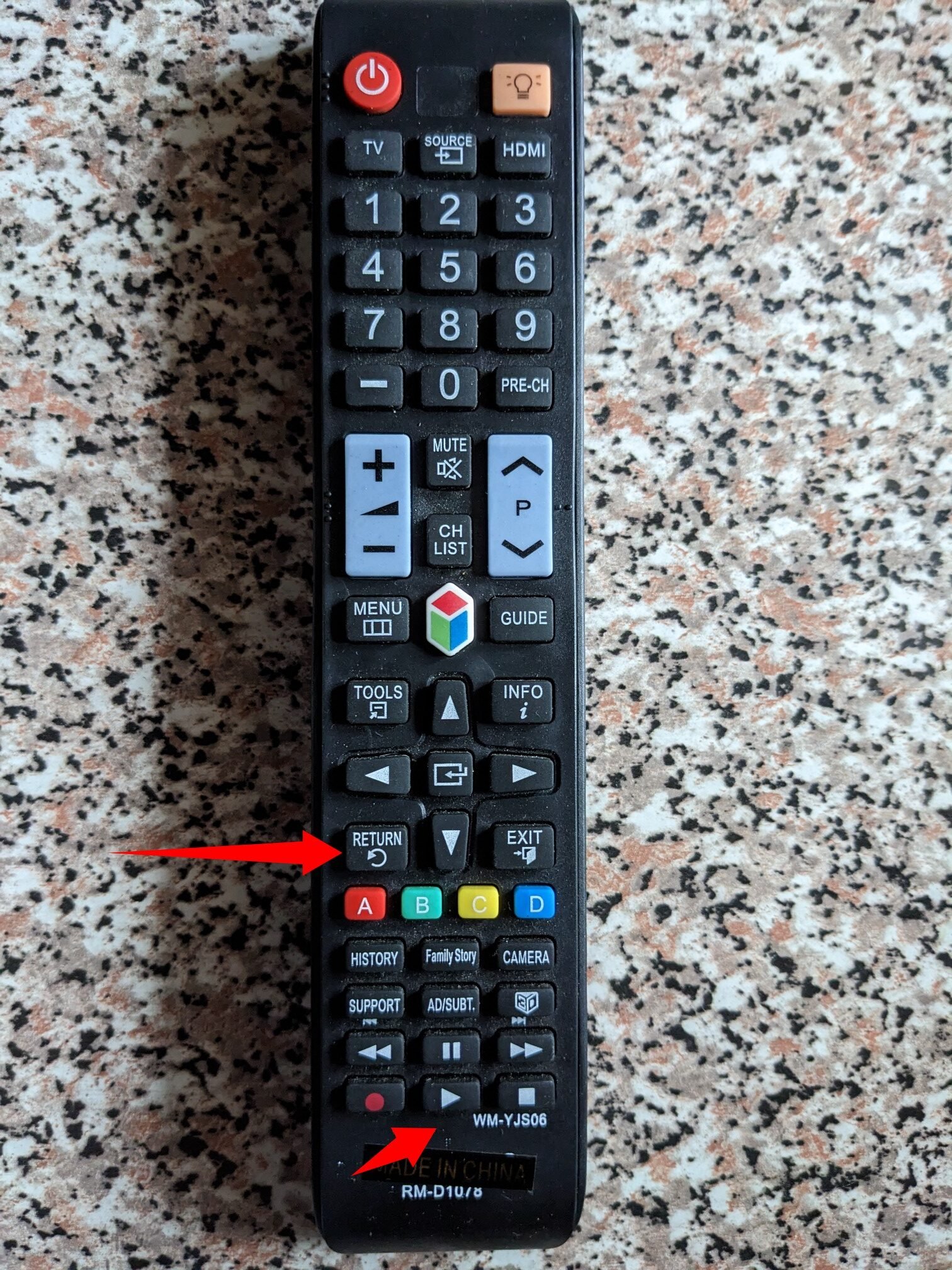 Samsung smart TV remote return button 