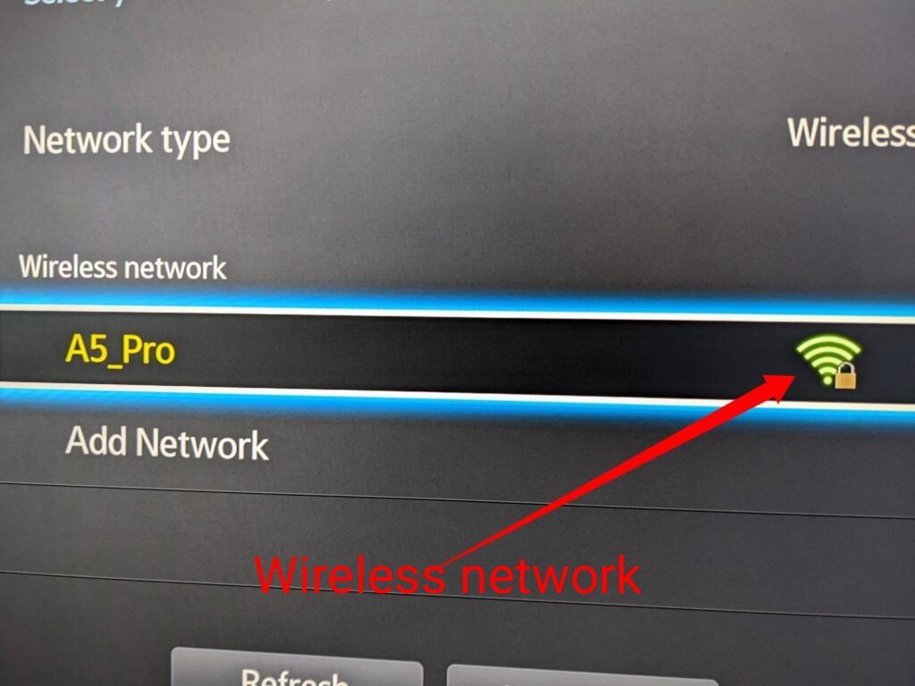 Wi-Fi network on Samsung smart TV 