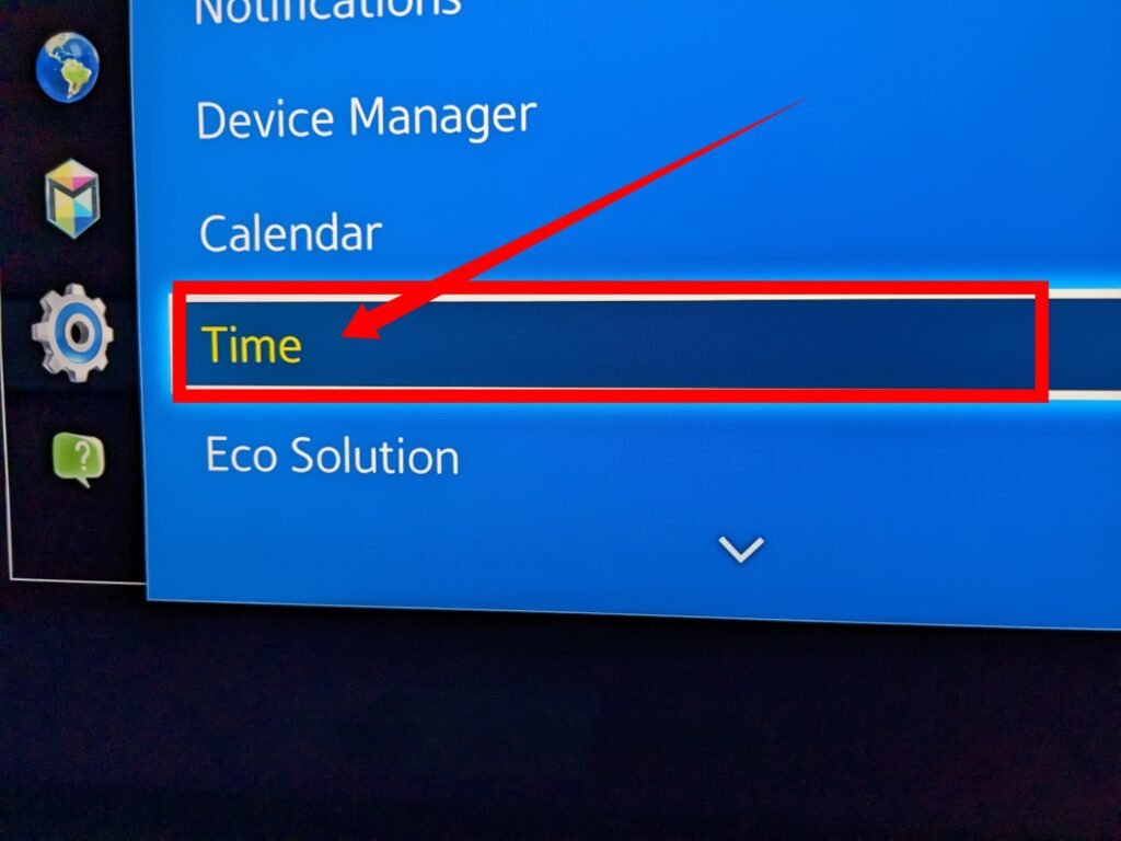 Time settings on Samsung smart TV 