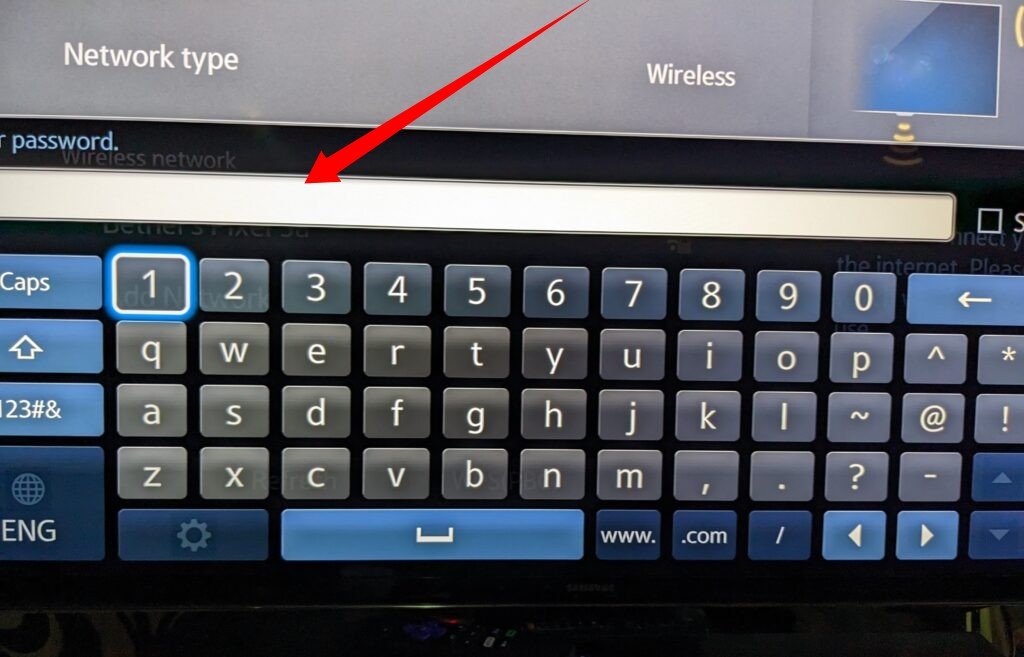 Samsung smart TV in screen keyboard 