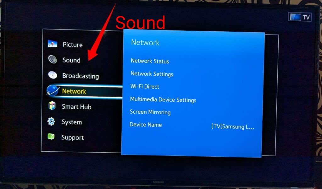 Sound option on Samsung smart TV 