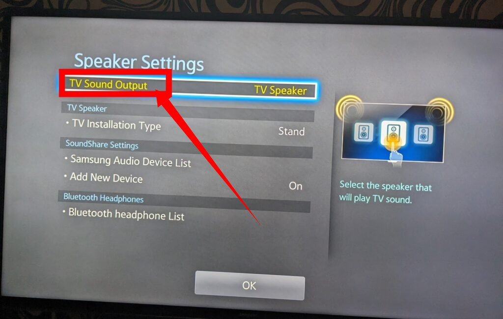 TV Sound output on Samsung smart TV 