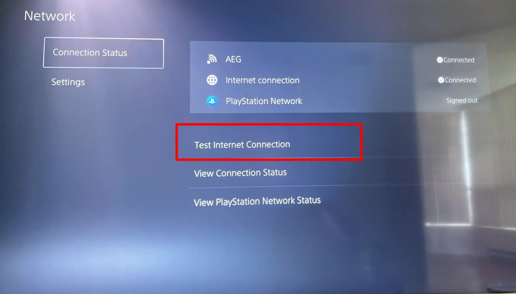 Test network settings