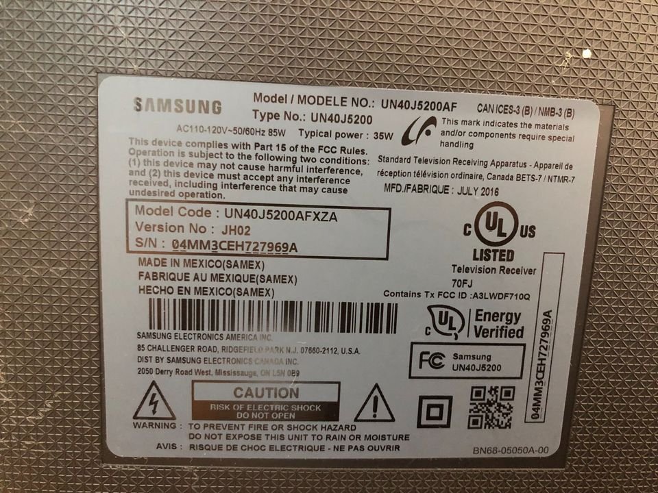 Samsung TV Model Number