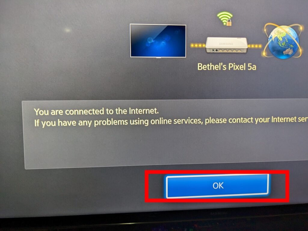 Network connection on smart TV 