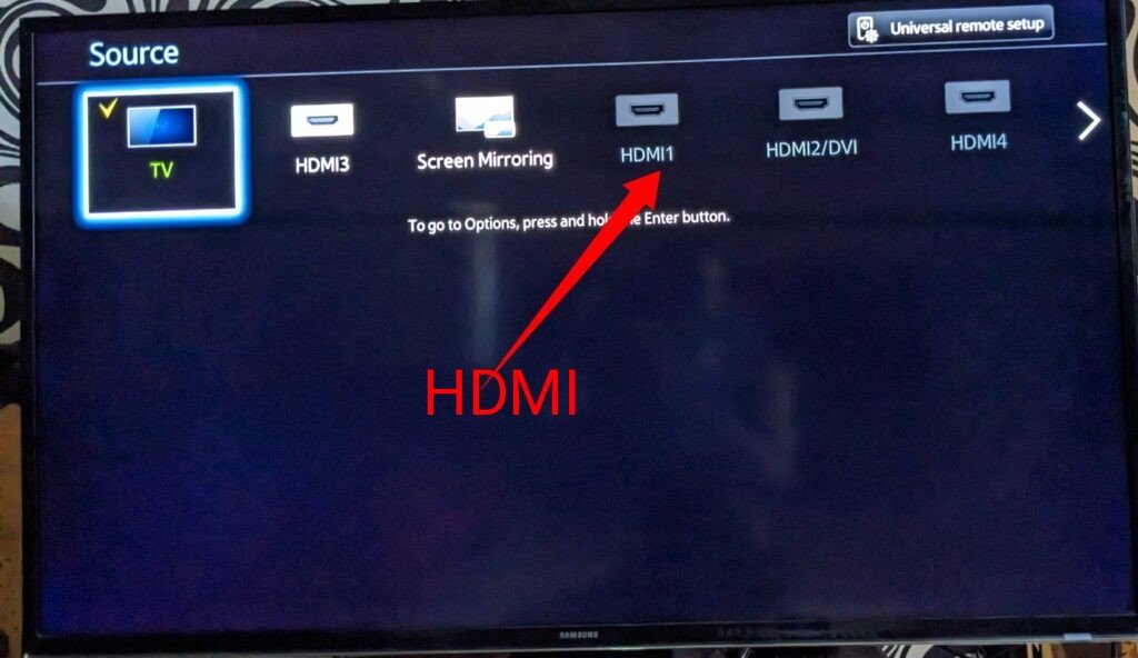 HDMI source on Samsung smart TV 