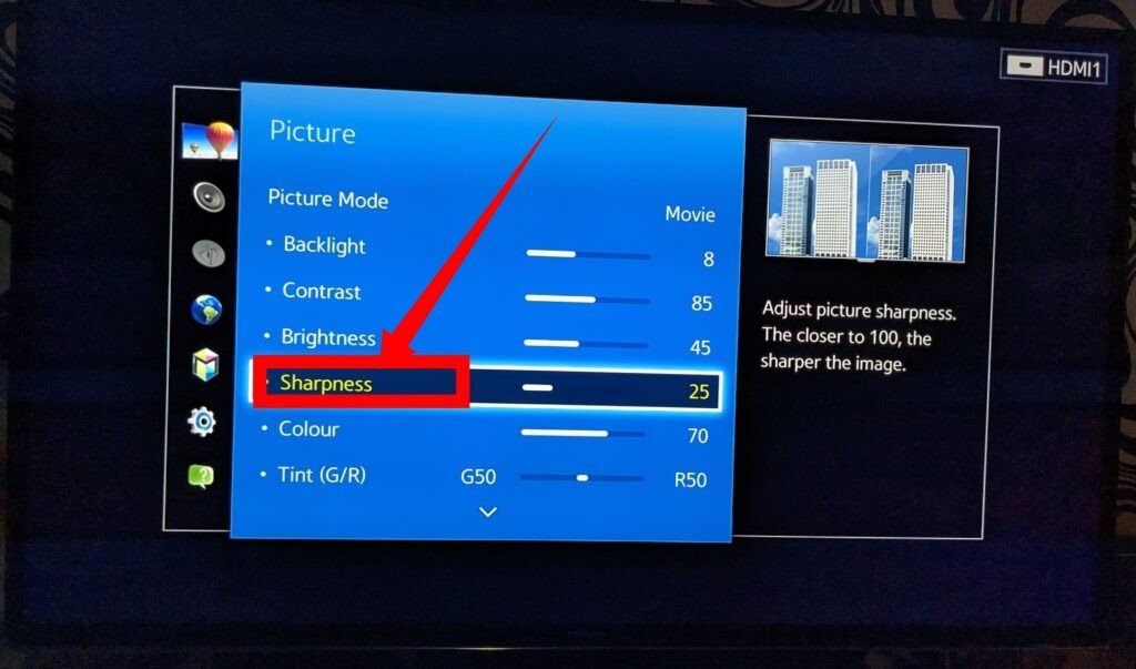 Sharpness on Samsung smart TV 