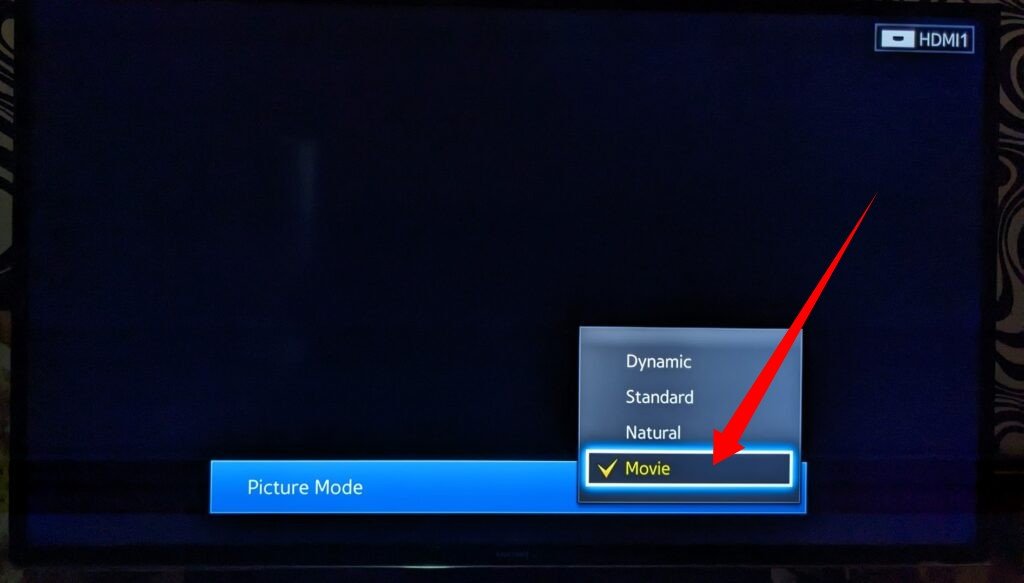 Movie mode on Samsung smart TV 