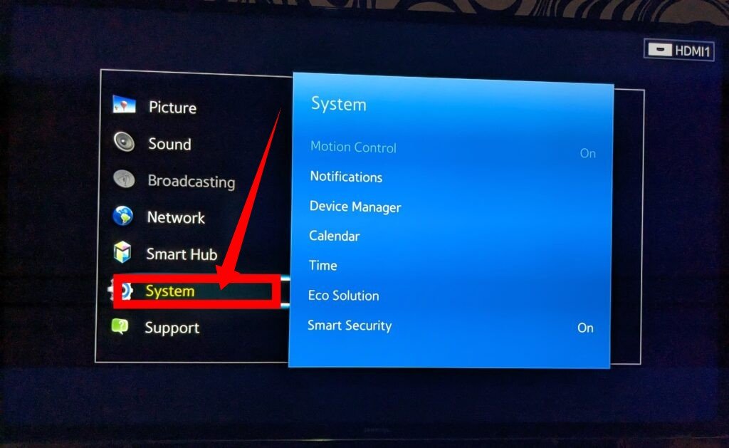 System mode on Samsung smart TV 